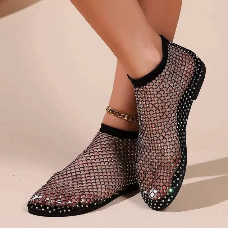 New Women's Summer Women Sandals Hollowout Elastic Fishnet Socks Slippers Water Dia Sexy Flat Shoes Zapatos Mujer ddmymonkey