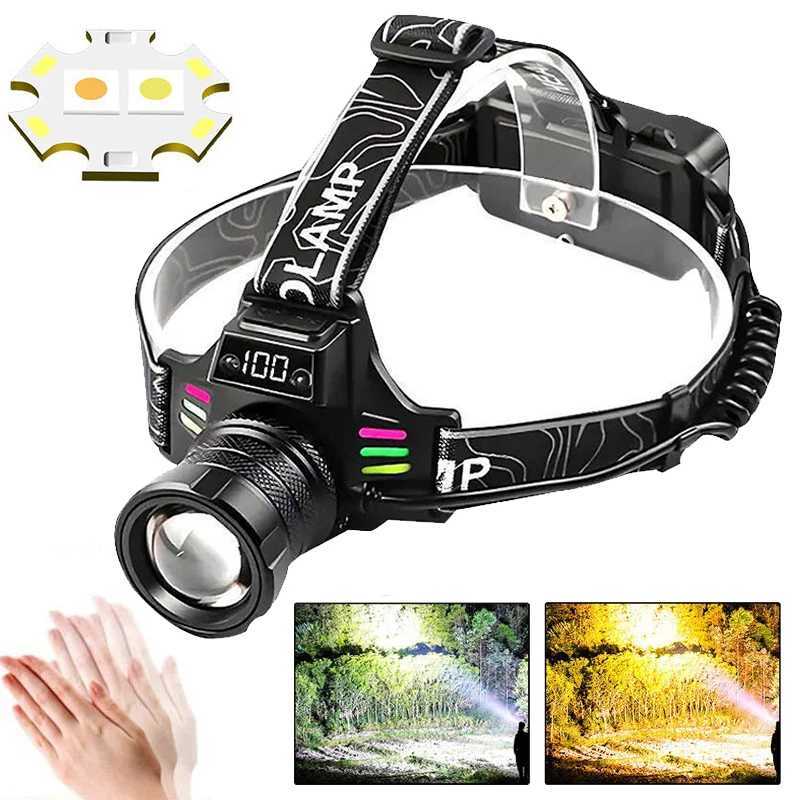 Strong Light LED Headlight USB Rechargeable Headlamp High Ultra Powerful Head Flashlights with Fluorescent Light Outdoor Camping J250925