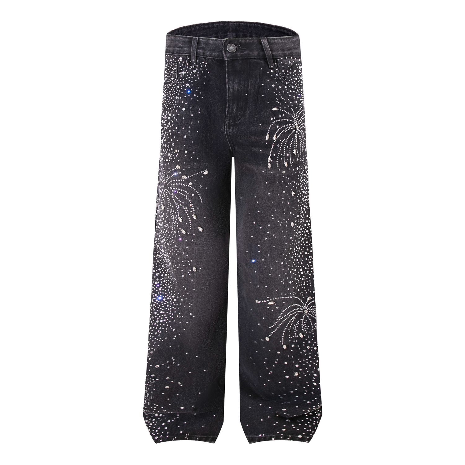 Fall new style beaded denim pants - American-style heavy craftsmanship youth brand straight-leg denim pants - men's versatile style jeans Z250605