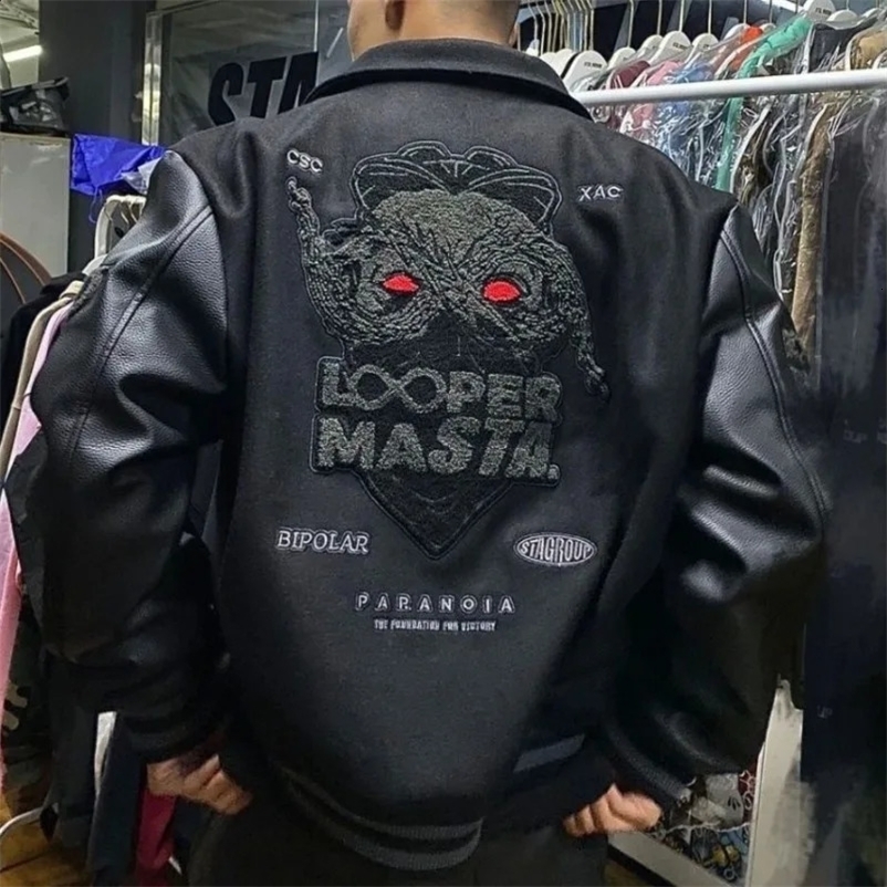 Street Gothic Embroidered Jackets And Coats Men Y2K Harajuku Style Hip Hop Baseball Jacket Punk High Street Jackets 240911