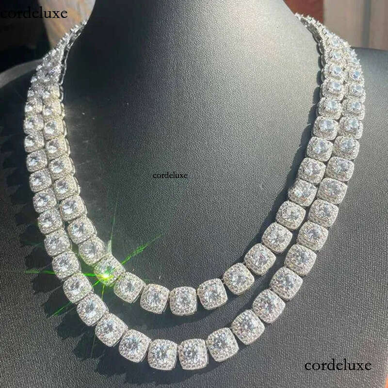 Necklace bracelet Moissanite Dia Custom Vvs Cuban Link S Sier 10mm Large Tennis Chain Solid Back Hiphop e4