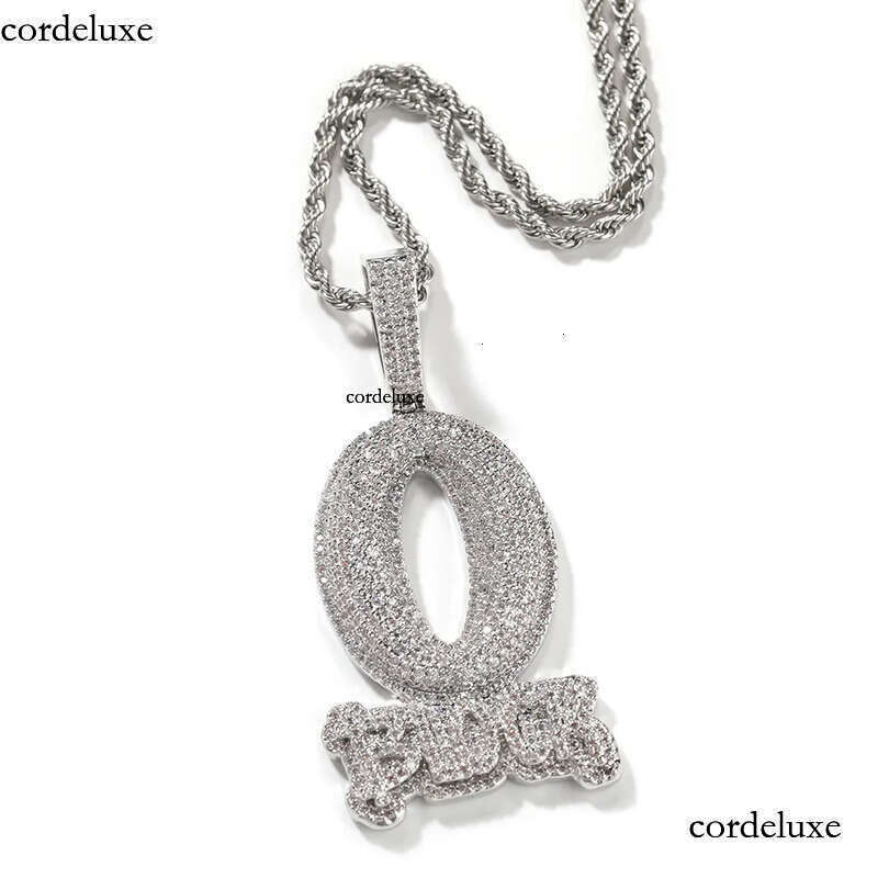 Hip Hop Art Letter O BLOCK Pendant Necklace TopBling Full 5A Zircon Jewelry Cool Men Gift c9