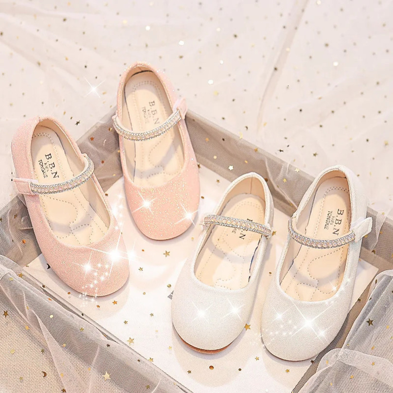 Soft Rhinestones Shine Solid Color Simple Non-slip Girls Mary Janes for Party Wedding Shows Cute leather shoes 250528