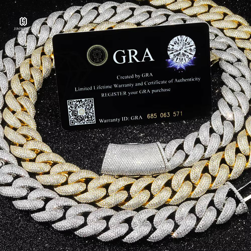 Heavy Duty 18mm 5 Rows VVS Moissanite Cuban Link Chain 925 Silver Material Iced Out Design Hip Hop Cuban Link Chain Men