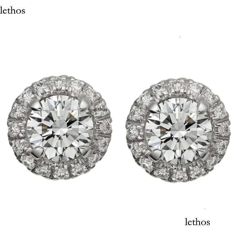 Classic Sterling Sier Stud 4mm Round Simulated Dia Earrings for Women Men Jewelry2024 e3