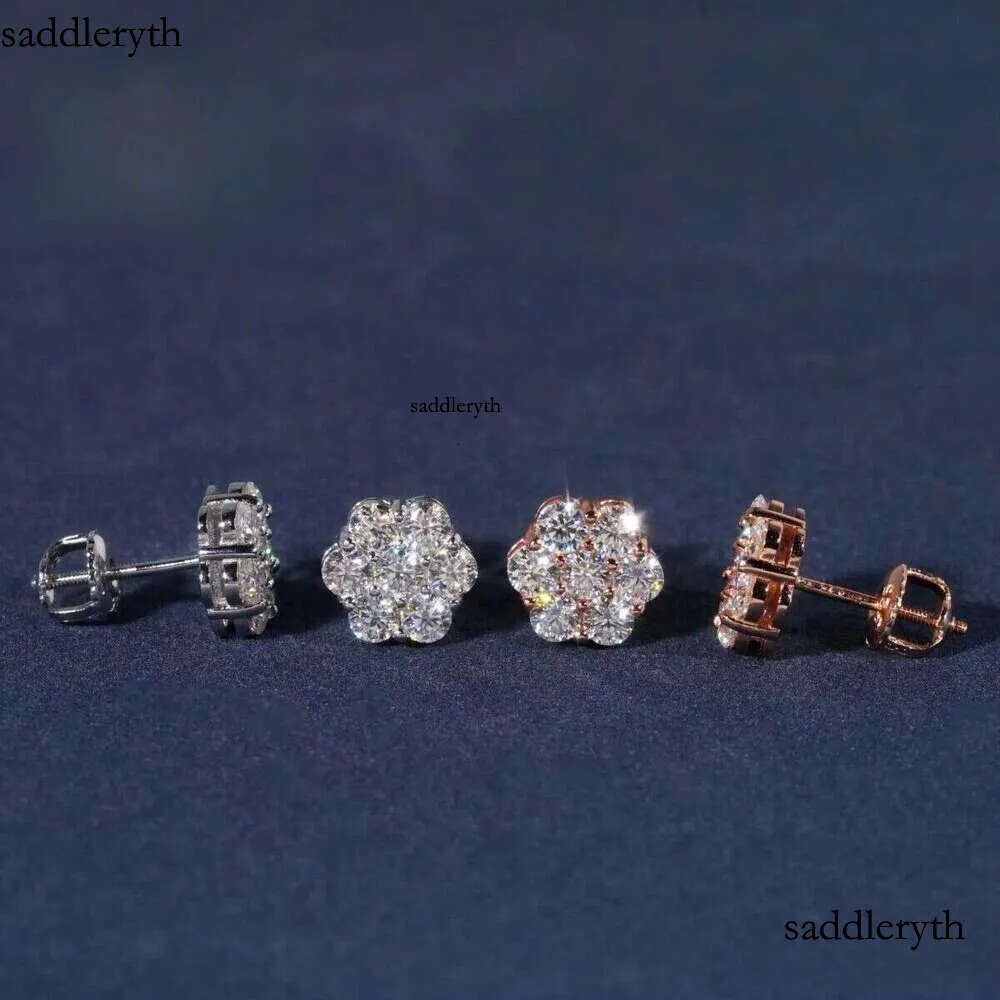 9mm Sun wer Design Sterg Sier VVS Moissanite Stud Hip Hop Earring Jewelry For Men Women d0