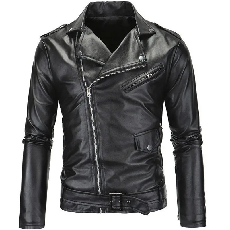 Spring Autumn Plush Leisure Fashion Men Leather Coat Slimming Coat Motorcycle Men Wear 240911