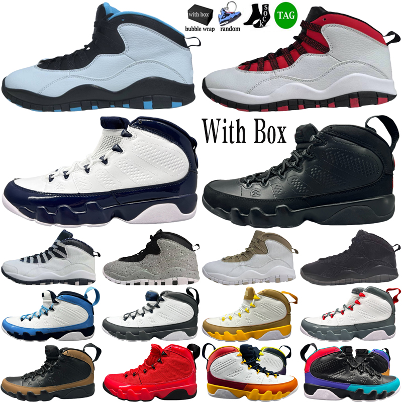 2025 with box 9s 10s Basketball Shoes Leather Statue White and blue Triple Black Red Yellow Green Men trainers Sneakers Size 40-46