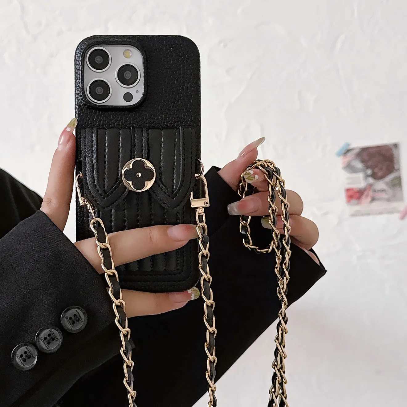 Luxury Crossbody Wallet with Card Holder Phone Case for IPhone 15 14 11 Pro Max 13 12 Mini XR XS Max PU Leather Prntion Cover Y250925