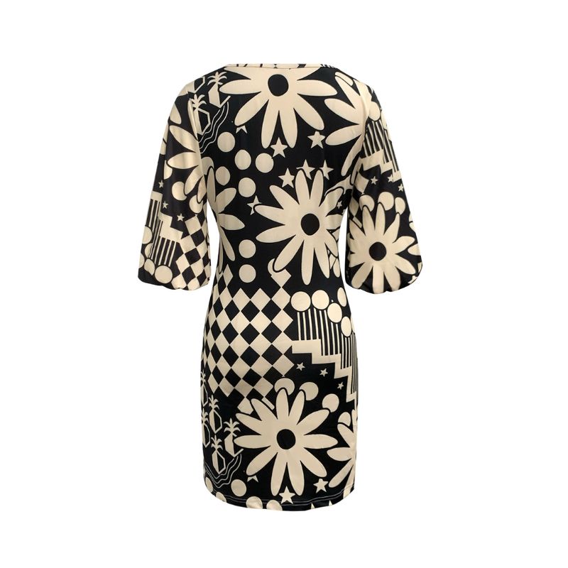 Women's Spring Summer Fashion Vacation Floral Printed Square Neck Midi Dress, Milk Silk Casual Dress-CF52807