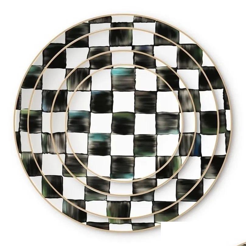 Dishes Plates Export Black And White Pork Ribs Porcelain Plate Dessert Christmas Tableware Set Ceramic Drop Delivery Home Garden Ki Ot8Mr S251010