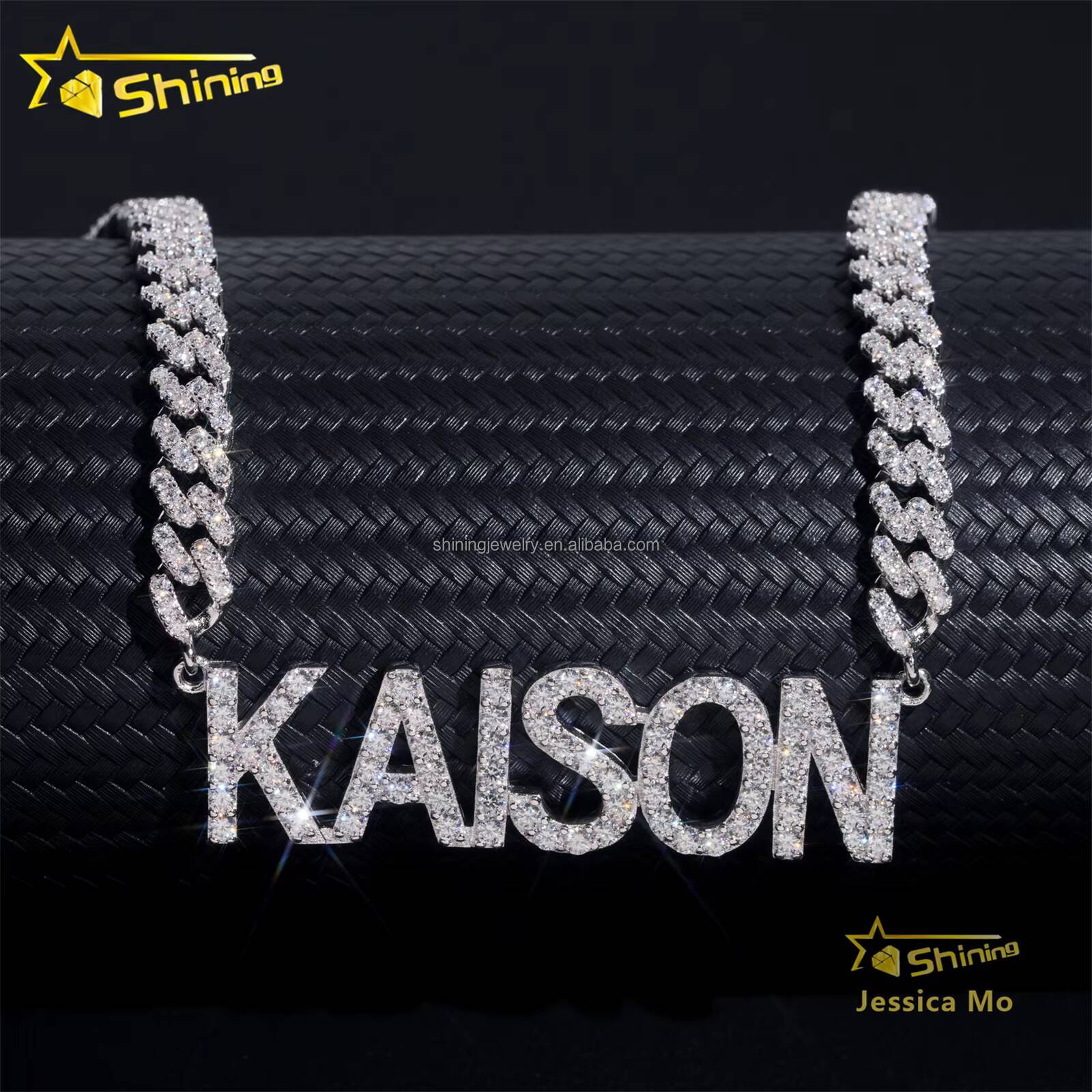 Personalized Elegant Women Gift Luxury Jewelry Iced Out Moissanite Diamond S925 Silver Name Initial Letter Pendant Necklace