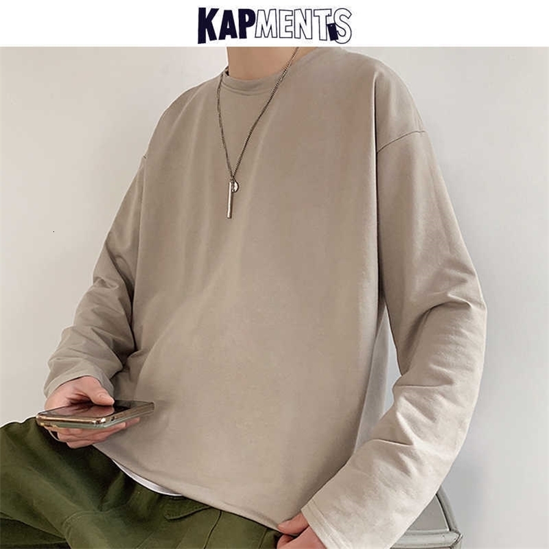 KAPMENTS Oversized Solid 12 Colors Pullover Hoodies For Men Mens Streetwear Harajuku Sweatshirts Long Sleeve Korean Clothes 210927