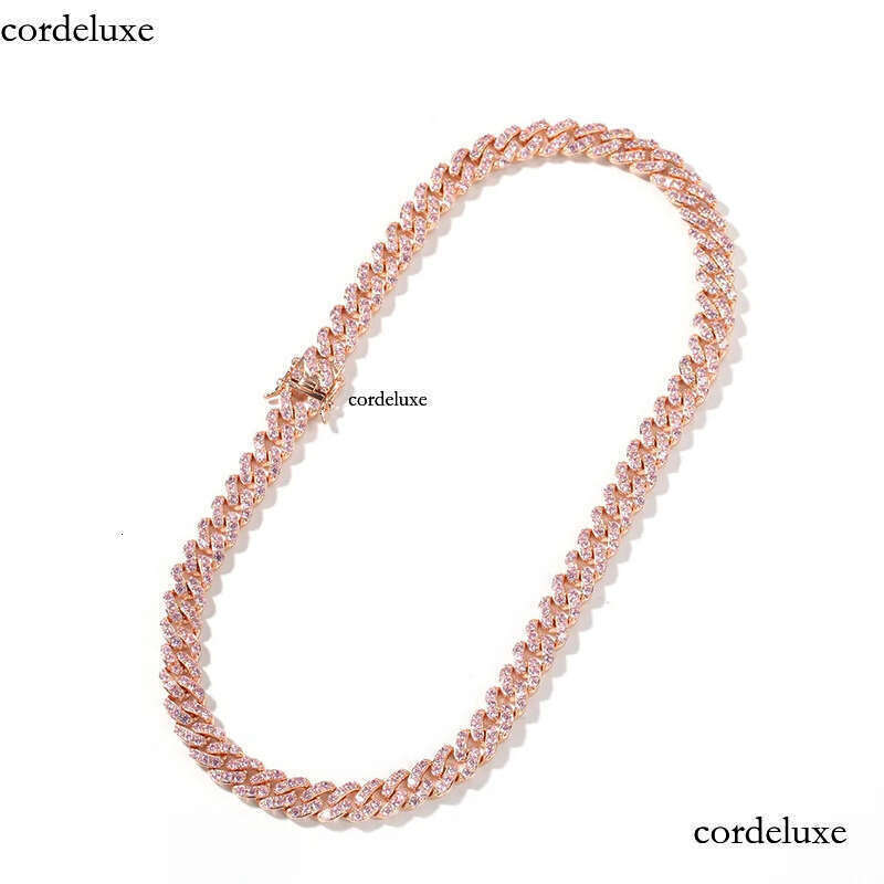 Iced Out Miami Cuban Link Chain Mens Gold Chains PINK Necklace Bracelet Fashion Hip Hop Jewelry 9MM f8