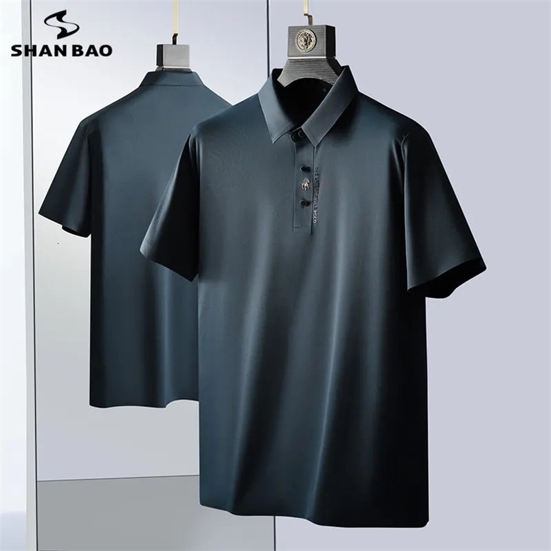Men's Polos XL-7XL Plus Size POLO Shirt Summer High Elastic Silky Smooth Men's Business Casual Formal Short Sleeve Quick Dry Loose POLO 2312