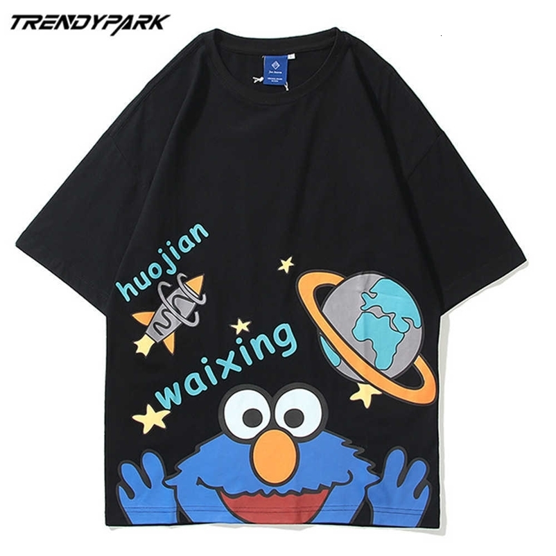 Men's T-shirt Digital Cartoon Print Short Sleeve Tee Hip Hop Oversized Cotton Casual Harajuku Streetwear Top Tshirts Clothing 210601