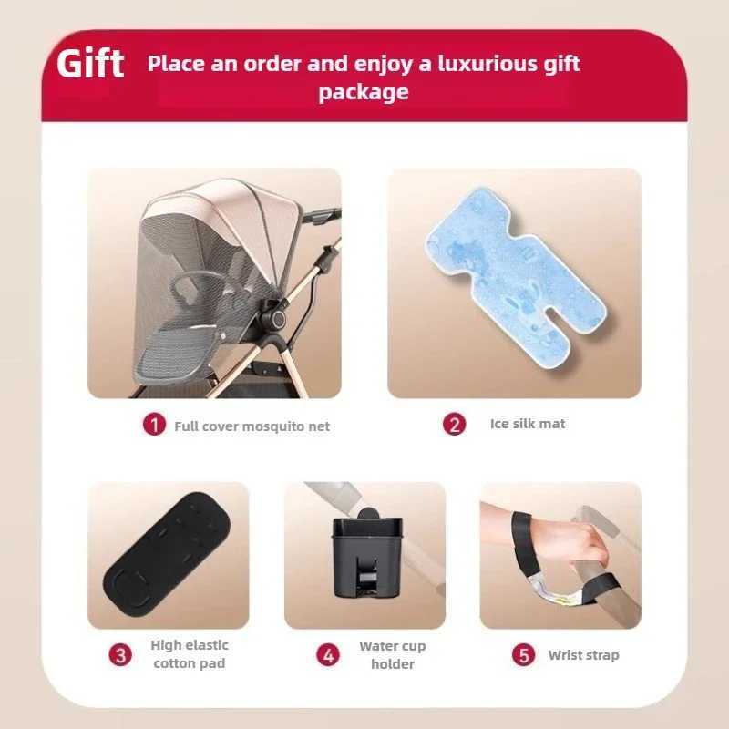 Lightweight Baby Stroller with Shock Absorption Suitable for Outdoor Travel Adjustable Backrest Onetouch Folding Z250924