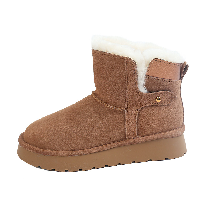 CE designer shoes Free shipping oxhide affordable luxury Winter anti slip snow boots with thick plush cotton shoes Nice touch white black