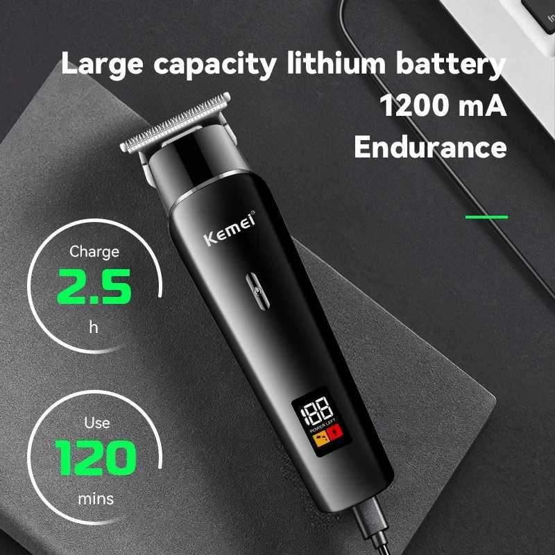 Kemei KM1113 LED Barber Machines Rechargeable Hair Trimmer USB Low Noise Professional Cordless Portable Mens Hair Cut Clipper R250926