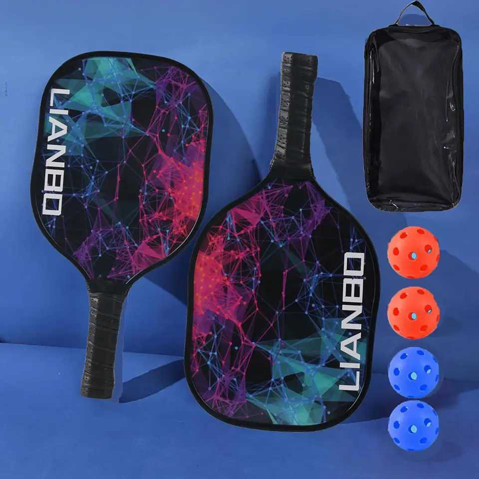 Pickleball Rackets Set Pickleball Paddle Set of 2 Rackets 4 Pickleballs Balls Beach Tennis Pickleball Racquet Lightweight J250926