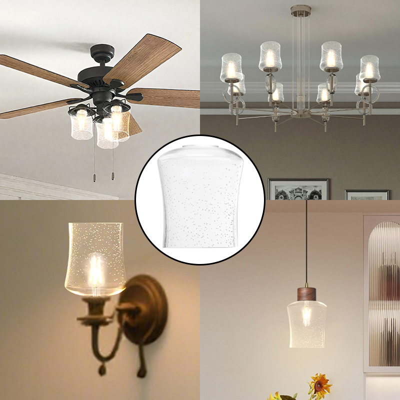 Transparent Replacement Glass Shade Sets Handmade Wall Lamps & Bathroom Lighting Accessories A 6-piece set