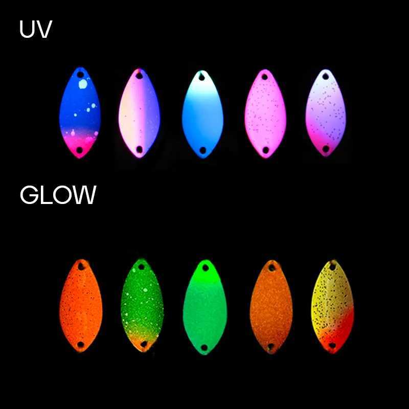 TOYO 08g18g25g Colorful Spoon Lure Mini UV Luminous Artificial Spinner Bait Stream Copper For Trout W250926