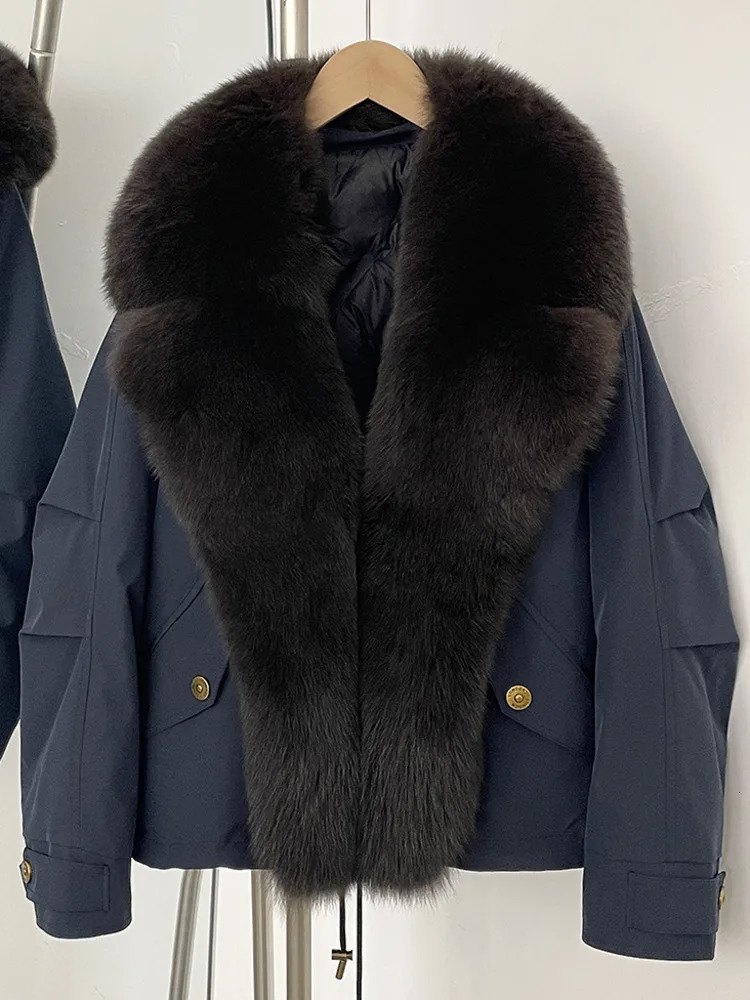 ZMEENNA Womens Black Trim Parka Jacket Warm Winter Coat ious Large Fur Collar Outerwear Chic Fashion Style ZM3362 250917