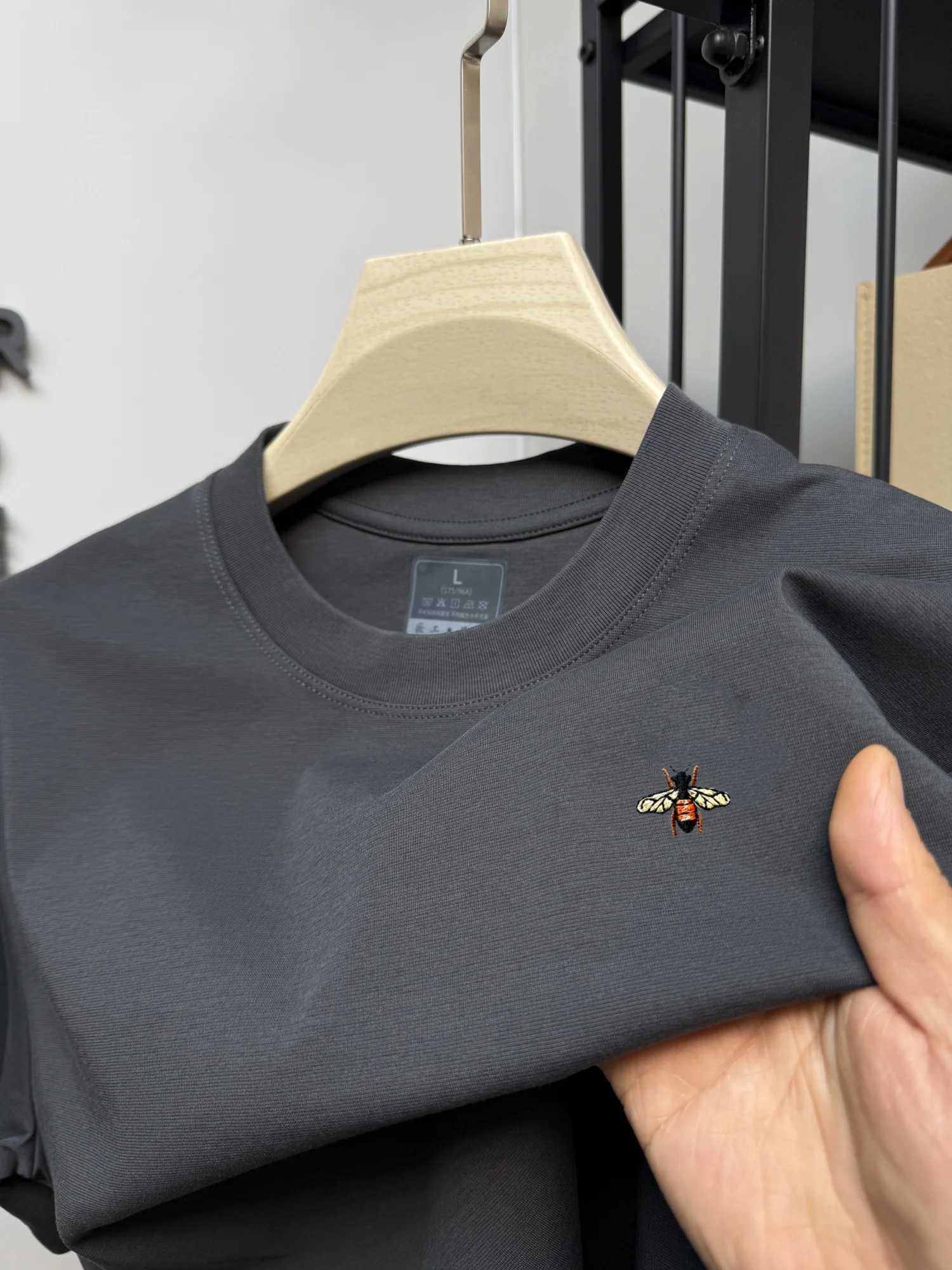 New highend brand cotton mens round neck short sLeeve Tshirt summer fashion embroidery boutique Korean style top L250926