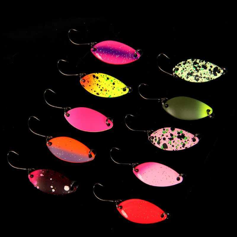 TOYO 08g18g25g Colorful Spoon Lure Mini UV Luminous Artificial Spinner Bait Stream Copper For Trout W250926