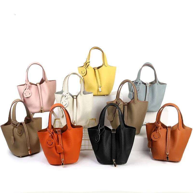 Autumn And Winter Ladies' Genuine Leather Bucket Handbag Designer Handbags, Top-Grain Leather Commuting Crossbody Bag 250912 Suotong2509