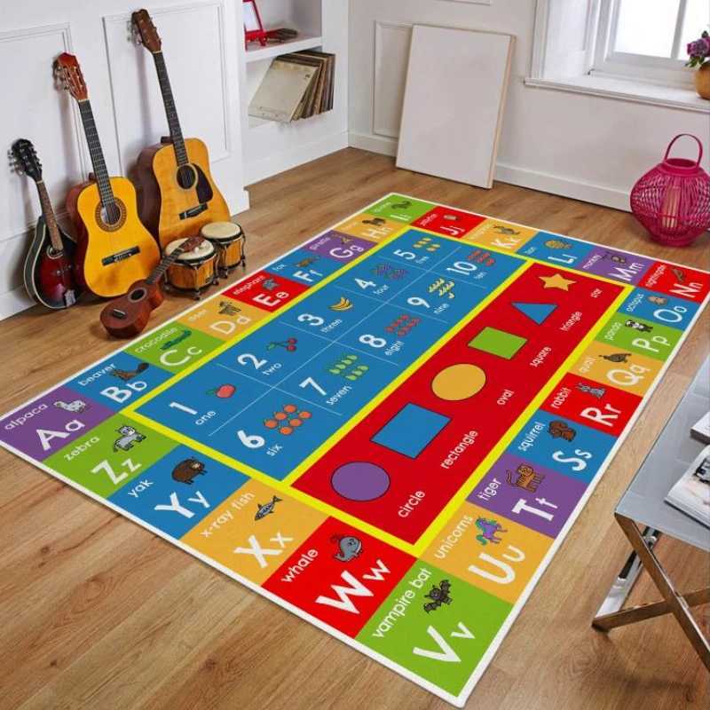 Numeric Letter Childrens Educational Large Area Rugs Decor Childrens Room Nonslip Crawling Mat Living Room Carpet Alfombra Y250926