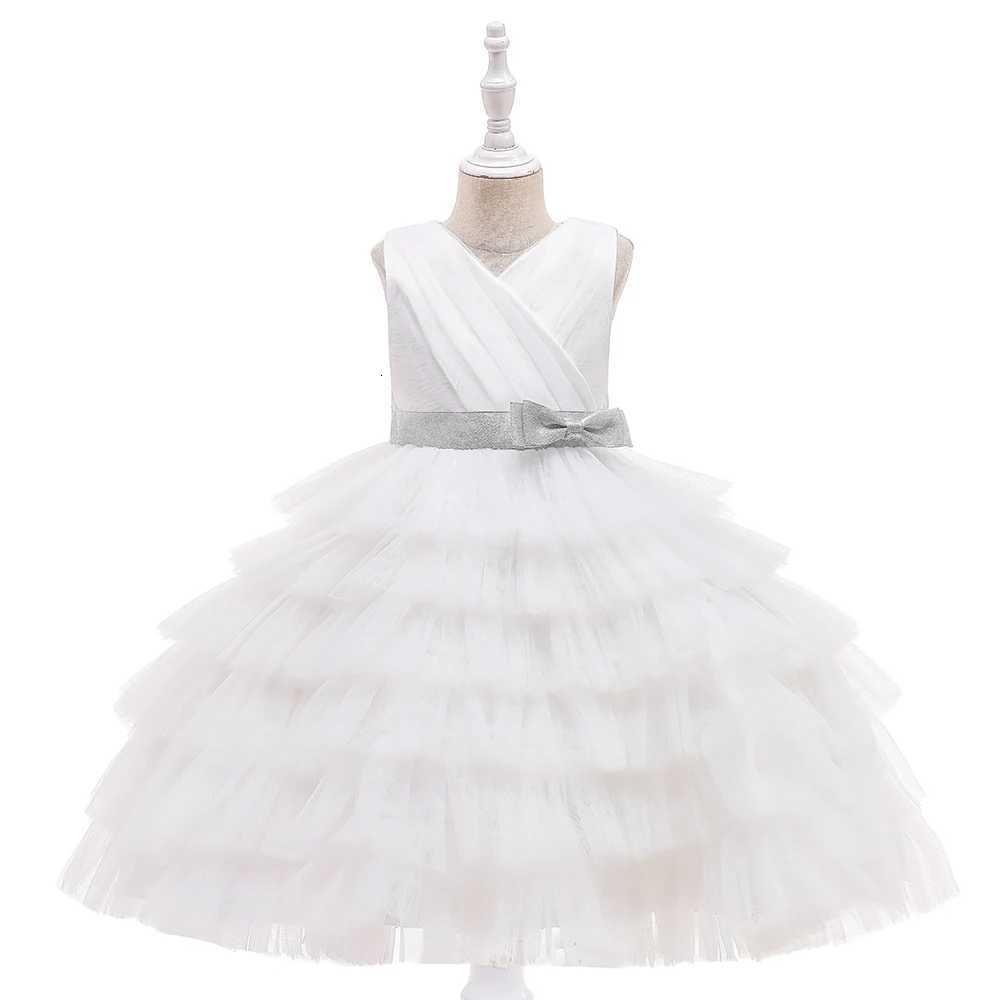 Summer Pink Tulle Girl Party Dresses Vestidos Fluffy Bow Birthday Princess Flower Girls Dress For Kids Wedding Children Clothing Z250926