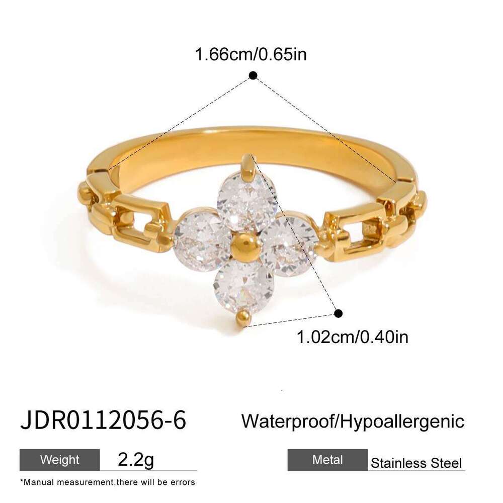 Band ring Designer Luxury jewelry for women Stainless steel plated with 18K gold Zircon Four-Leaf Clover Non-Fading High-end and fashion Festival Holi