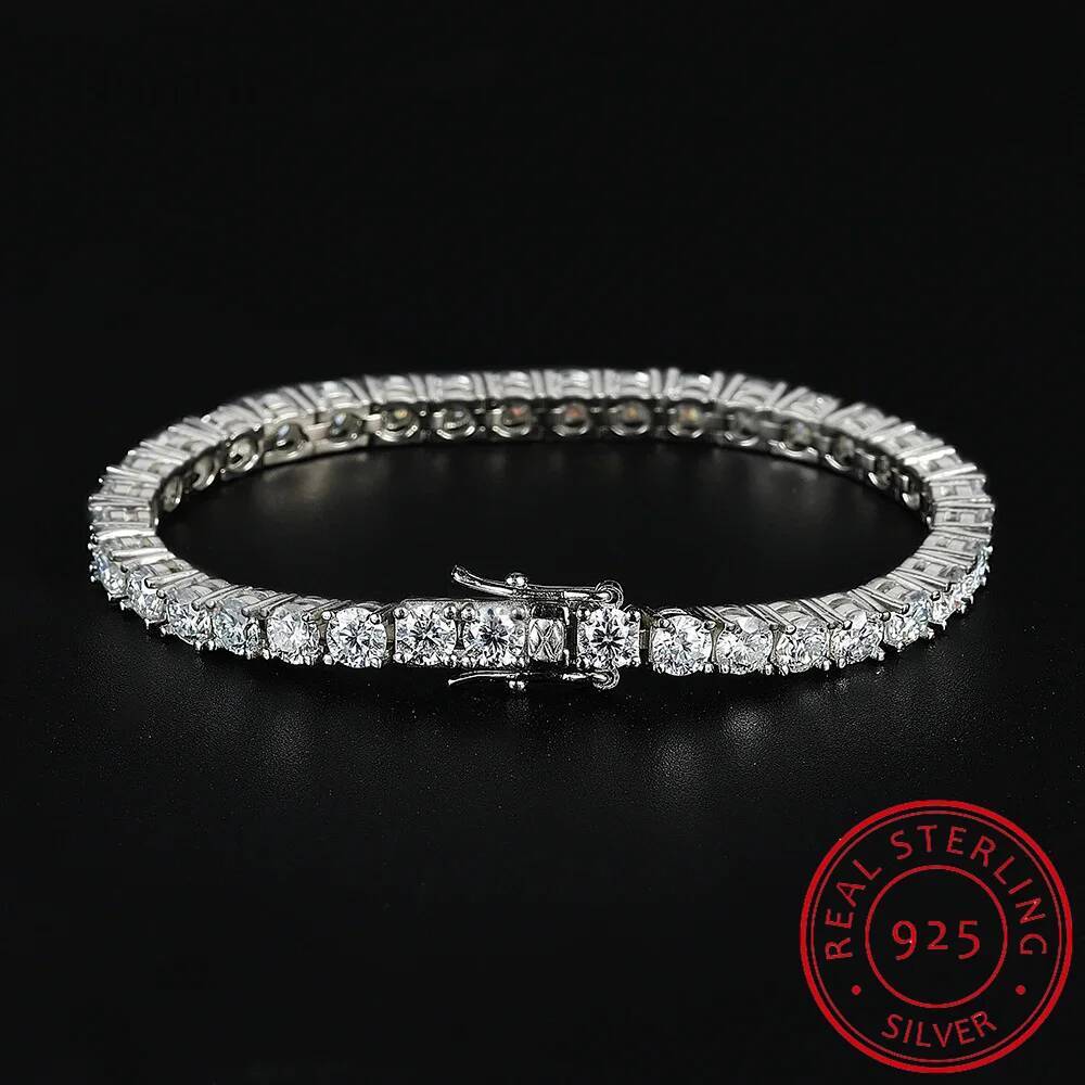 5mm Moissanite Tennis Bracelet Necklace For Women 925 Sterling Silver D VVS1 Lab Diamond Jewelry Pulseiras De Prata