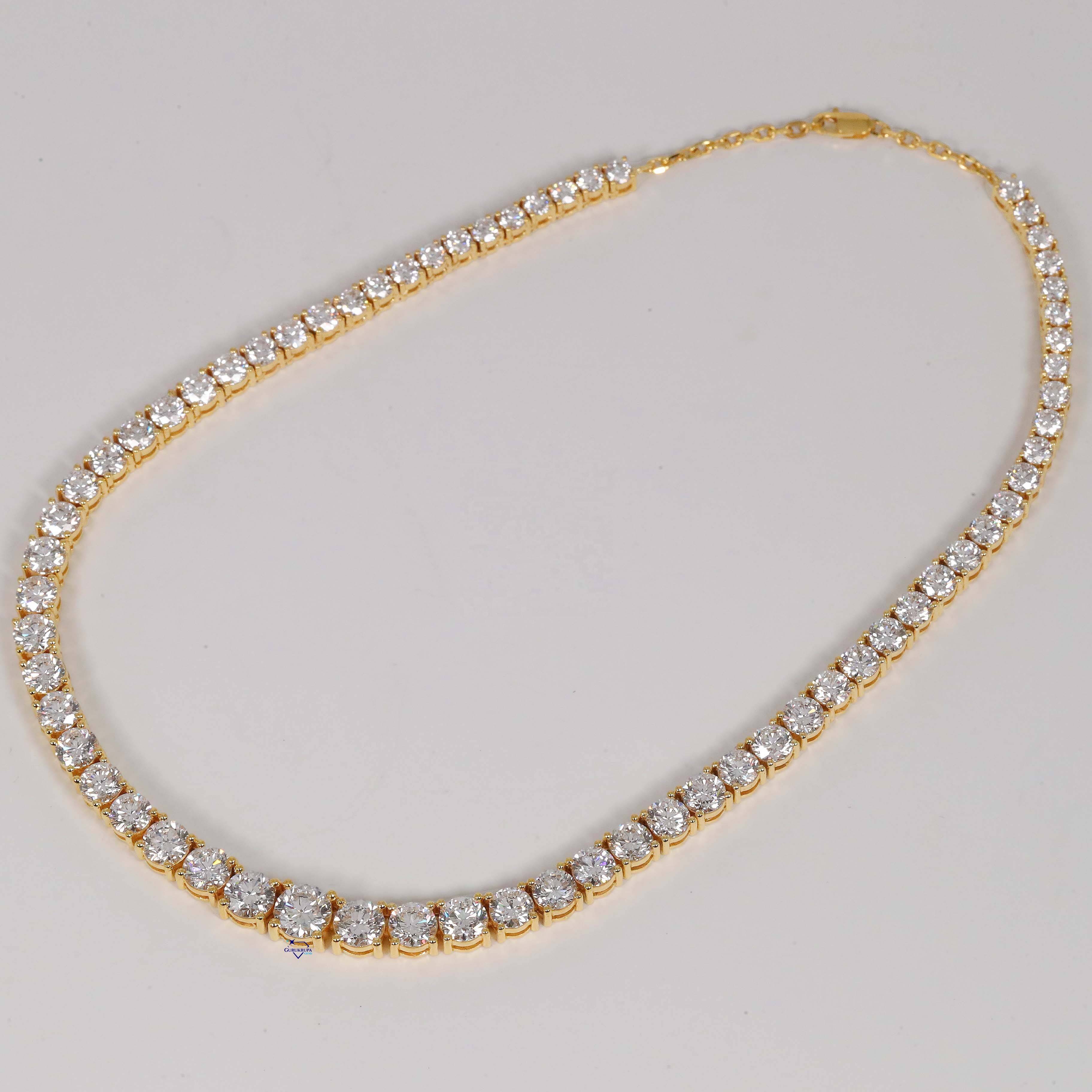 14kt Yellow Gold Tennis Necklace for Women VVS Clarity Diamond with Moissanite for Wedding Engagement or Gift
