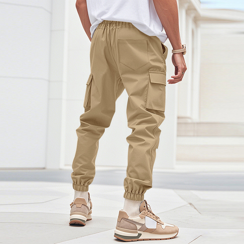 American Outdoor-Inspired Multi-Pocket Relaxed Fit Men's Cargo Pants with Tapered Ankles for Streetwear and Casual Sports European size: S-3XL