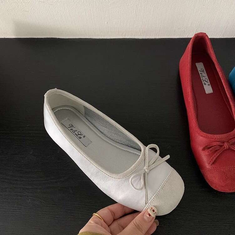 Women's Small French Style Evening Breeze Soft Sole Flat Bow Designer Shoe Early Spring Single New Blue Ballet Shoes