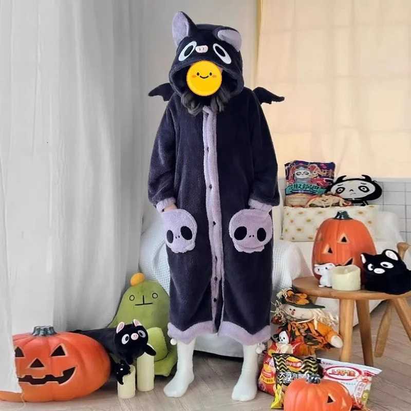 Cartoon Animal Fox Pajamas Womens Winter Coral Fleece Thickened OnePiece Plush Cute Long Hooded plus Size Robe Home wear Z250925