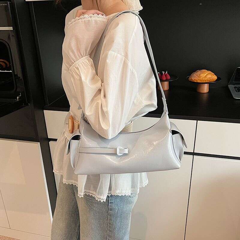 Korean Style Underarm Crescent For Women New Fashion Versatile Double Pocket Large Capacity Shoulder Bag