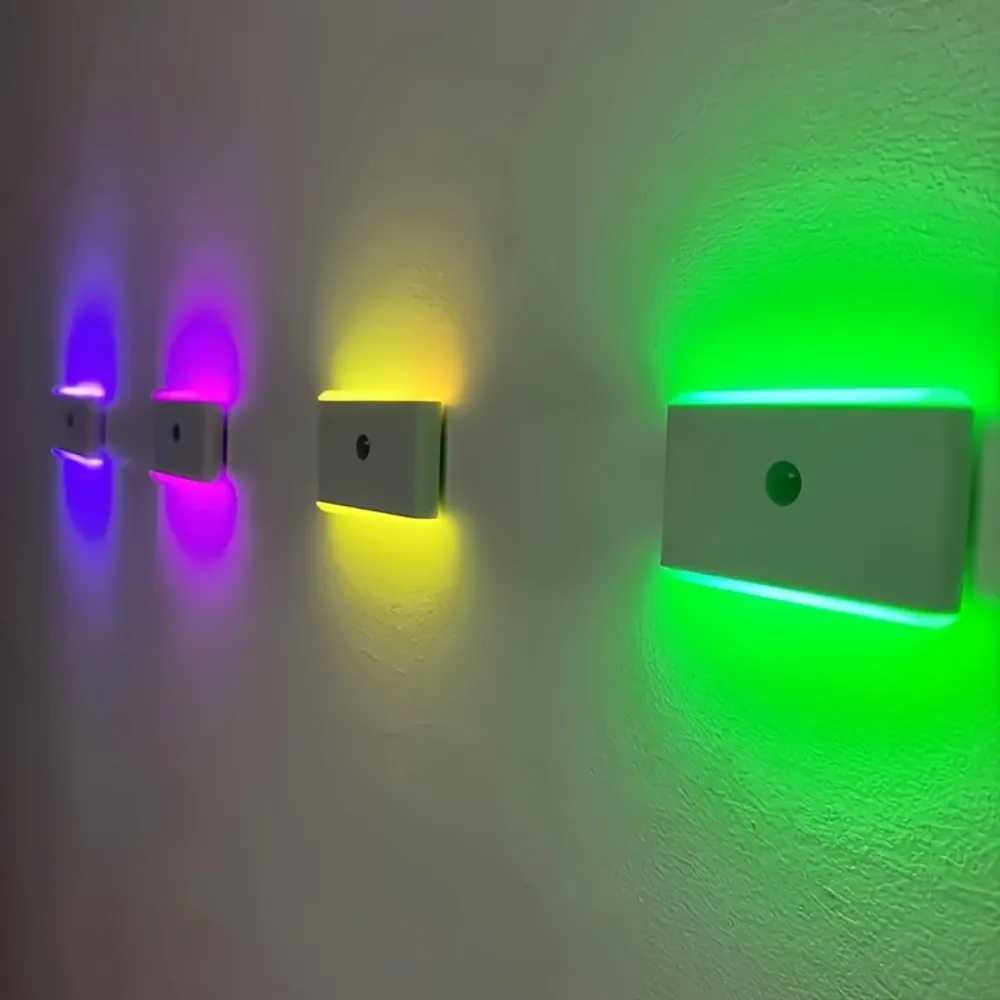 1pc USB Rechargeable LED Motion Sensor Light Thin WallMounted RGB Night Lighting for Corridors Storage Closets Kitchens C250925