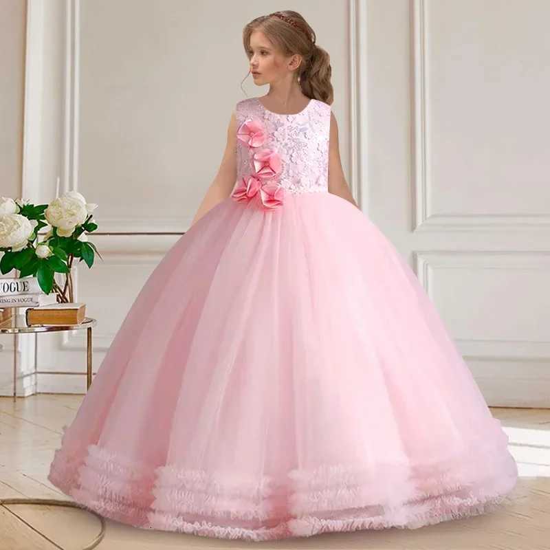Girls Sequin party sleeveless bright flower childrens formal communion birthday party pompous evening dress Z250926