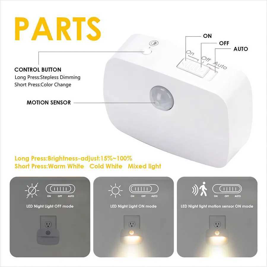 LED Night Light EU Plug In Smart Motion Sensor Light 220V Wall Lamp for Home Aisle WC Hallway Stair Kitchen Bedroom Night Lamp C2509251