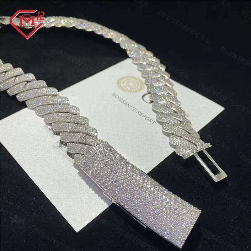 Custom 20mm 4 Rows Cuban Link Chain Necklace Silver 925 Heavy Hip Hop Vvs Moissanite Cuban Chain