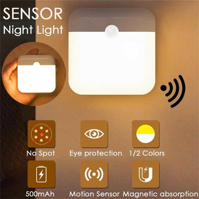 Motion Sensor Light USB Night Light LED Lamp With Switch Rechargeable Inductor Lights For Kitchen Stairs Hallway Closet Bedroom C250925