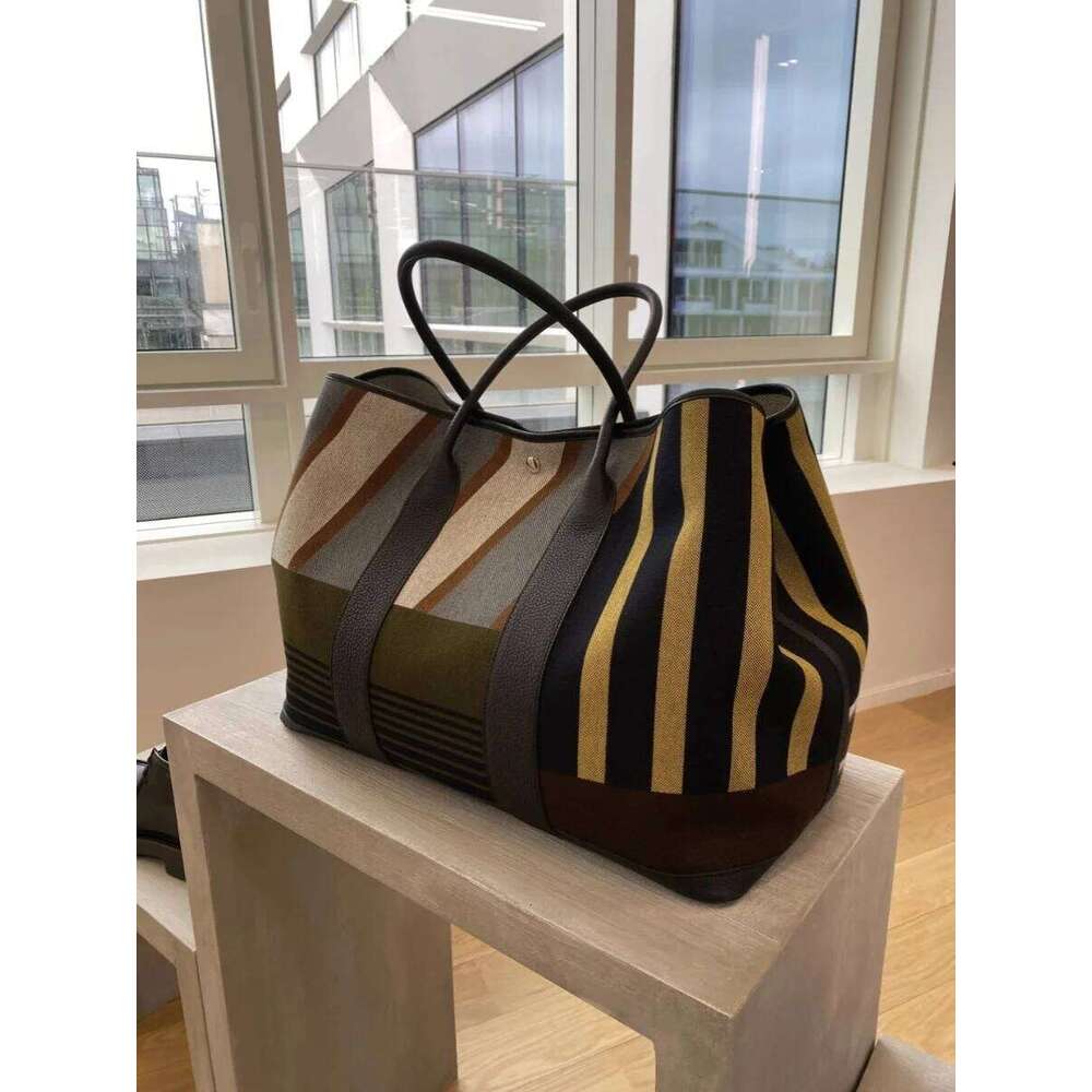 Stripe Color Blo Large Capaci Commuter Handheld Tote Women's Bag ular Trendy Sle Casual Handbag