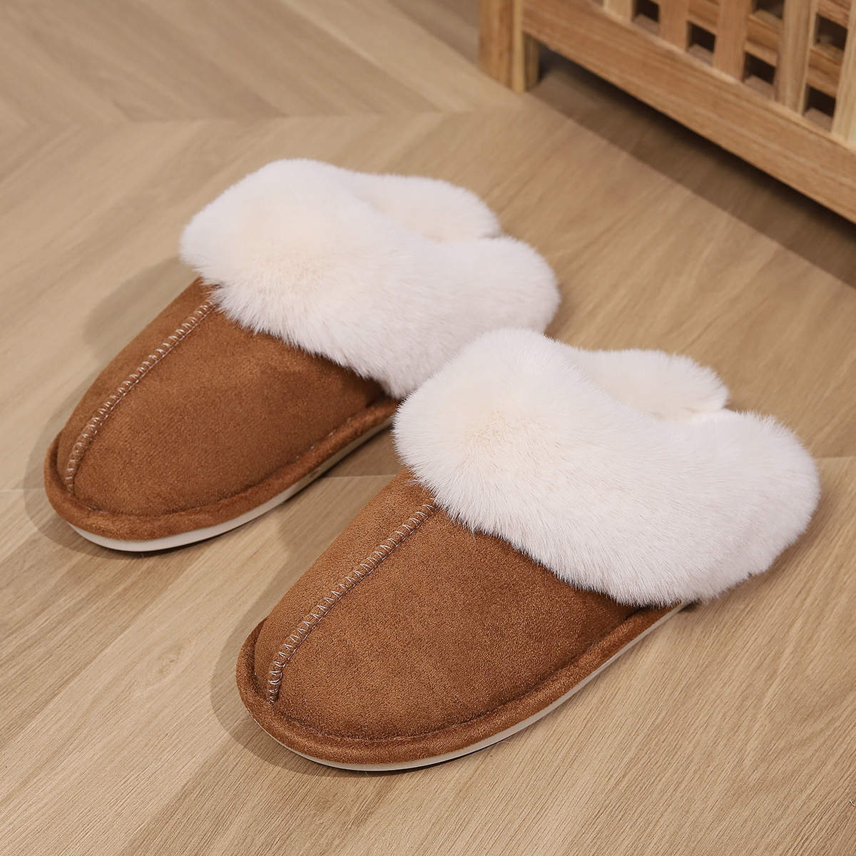 Free shipping designer autumn and winter home bright diamond warm one-shoulder slippers fashionable trendy cotton slippers