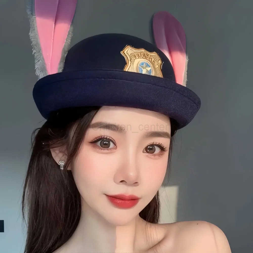 Disney Sheriff Hat With Bendable Bunny Ear Movie Cosplay Costume Accessory Halloween Costume Party Anime Rabbit Police Officer Headwear H250926