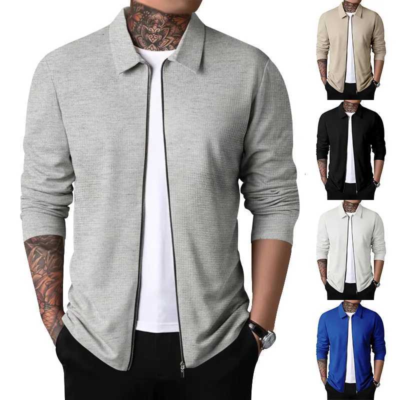 2024Summer Popular Waffle Outdoor Polo Collar Jacket Mens Coat Nick Garment Casual Sports Zipper Cardigan Long Sleeve Coat W250926