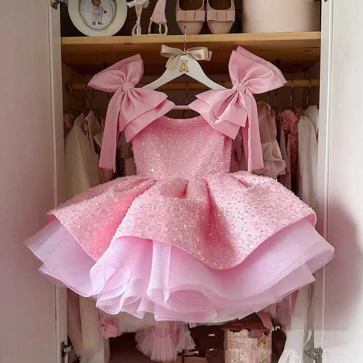 Light Luxury Girls Pink Princess Ball Gown Children Cute Bow Design Birthday Wedding Party Dress y1663 Z250926