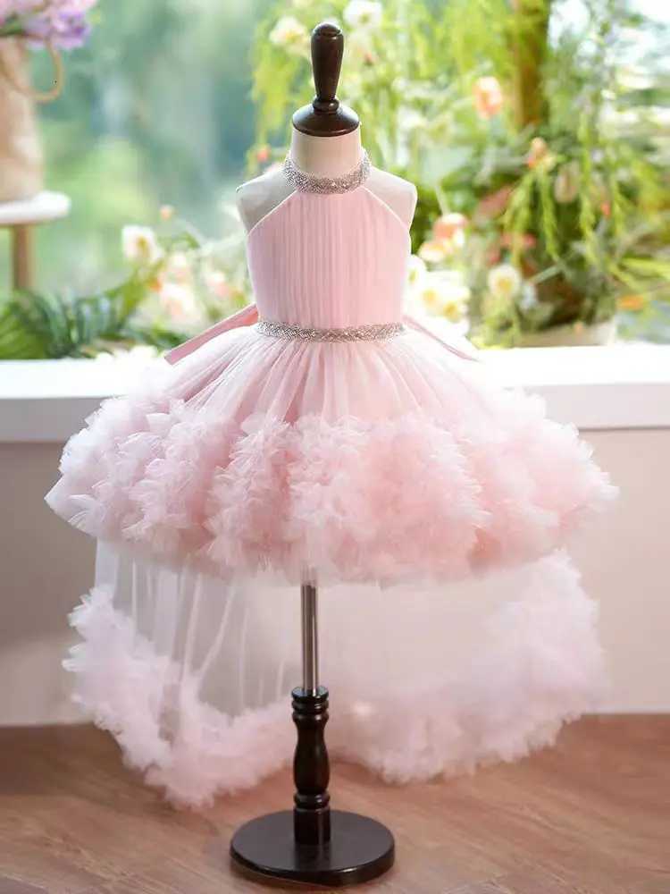 Elegant dress for girl new gorgeous Christmas ball trailing evening gown sheer girl birthday party dress physical shooting Z250926